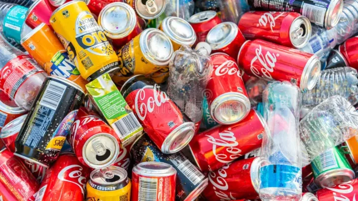 adelaide-south-australia-may-pile-soft-drink-cans-plastic-bottles-collected-public-event-ready-recycling-pile-156295747